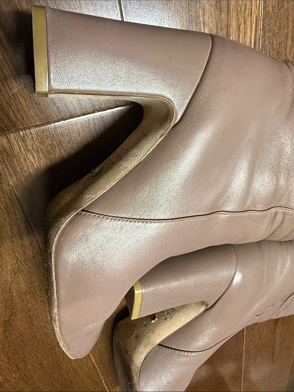 Stuart Weitzman Over-the-Knee Block Heel Boots in Taupe Brown